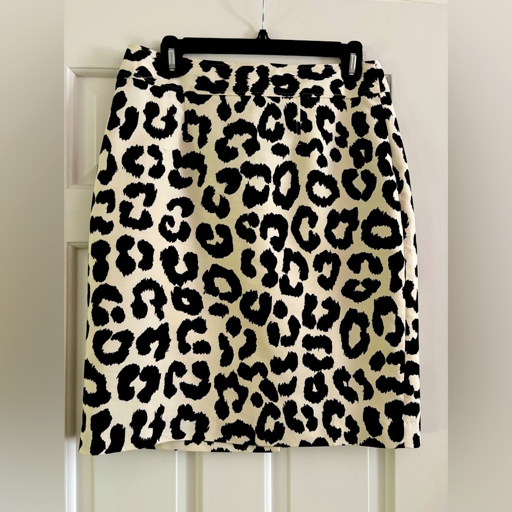LOFT Black and Cream Animal Print Pencil Skirt